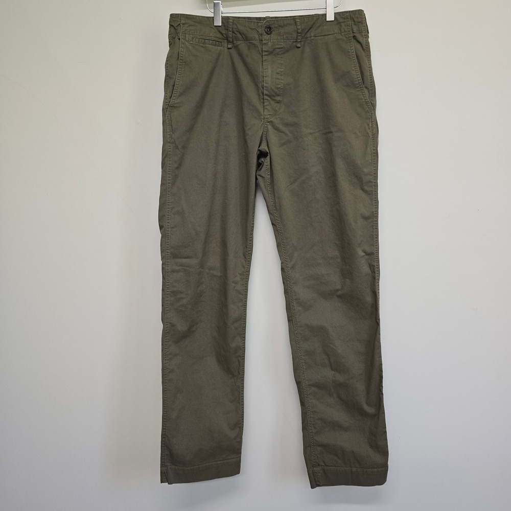 Buck Mason Chino Pants Mens 32 Olive Green Drawstring Stretch Minimalist